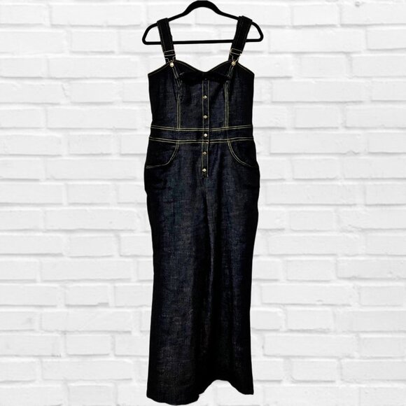 Unique Vintage Western Denim Overalls Baggy Wide Leg Pants Stretchy Button Up - Picture 3 of 13